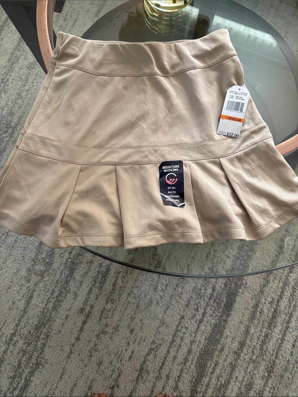 Nautica Tan Flared Pleated Skirt